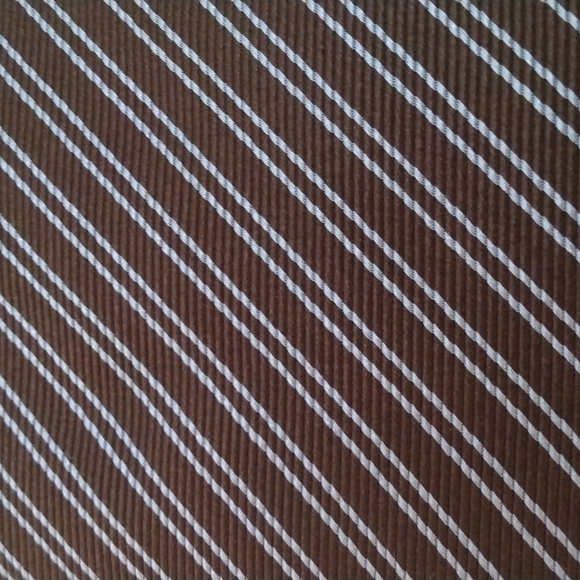 Villa Ponti Brown/Light Blue Stripe Silk Tie (Made in Italy) - Picture 4 of 10